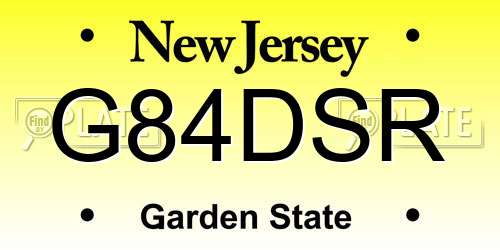 G84DSR New Jersey License Plate