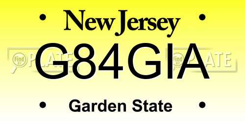 G84GIA New Jersey License Plate