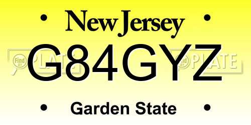 G84GYZ New Jersey License Plate