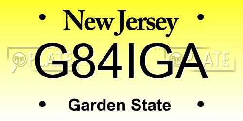 G84IGA New Jersey License Plate