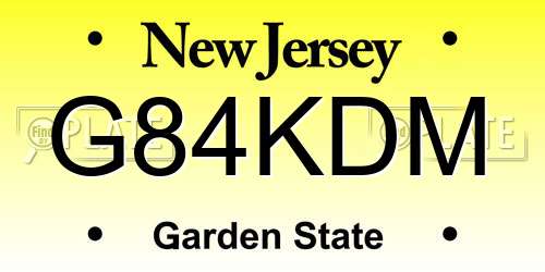 G84KDM New Jersey License Plate