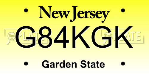 G84KGK New Jersey License Plate