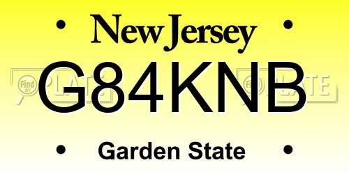 G84KNB New Jersey License Plate