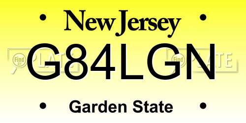 G84LGN New Jersey License Plate