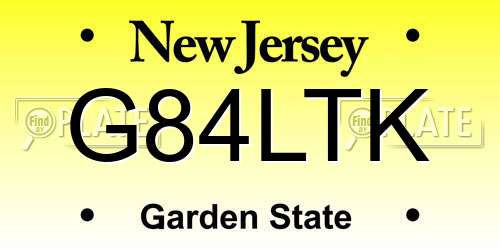 G84LTK New Jersey License Plate