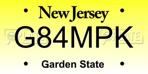 G84MPK New Jersey License Plate