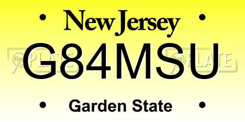 G84MSU New Jersey License Plate