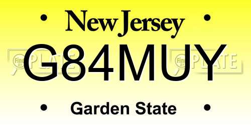G84MUY New Jersey License Plate