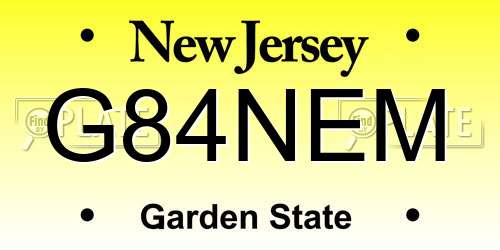 G84NEM New Jersey License Plate