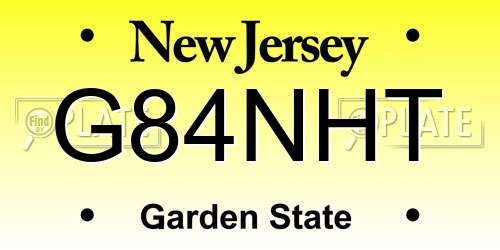 G84NHT New Jersey License Plate