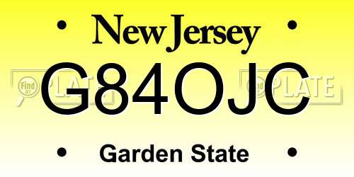 G84OJC New Jersey License Plate