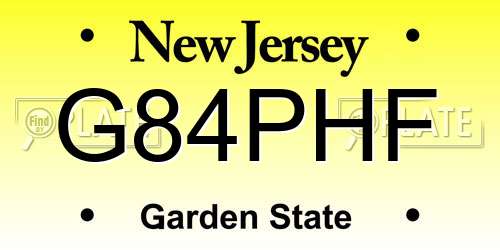 G84PHF New Jersey License Plate