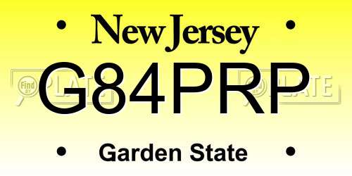 G84PRP New Jersey License Plate