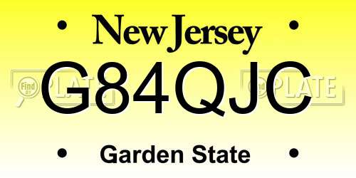 G84QJC New Jersey License Plate
