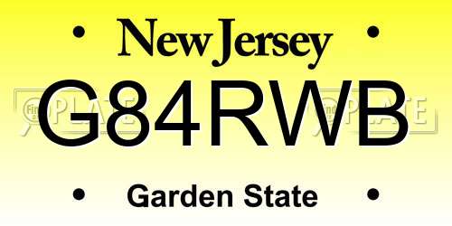 G84RWB New Jersey License Plate