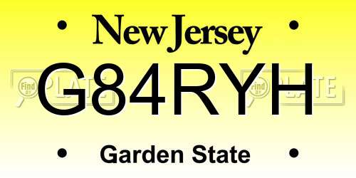 G84RYH New Jersey License Plate