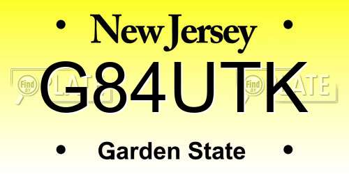 G84UTK New Jersey License Plate