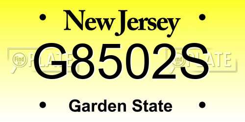 G8502S New Jersey License Plate