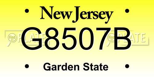 G8507B New Jersey License Plate