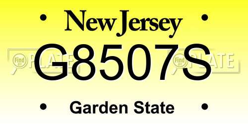 G8507S New Jersey License Plate