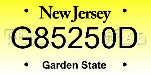 G85250D New Jersey License Plate