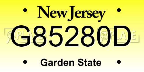 G85280D New Jersey License Plate