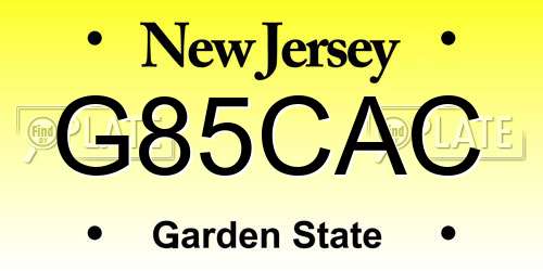 G85CAC New Jersey License Plate