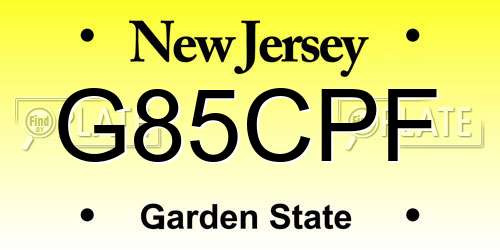 G85CPF New Jersey License Plate