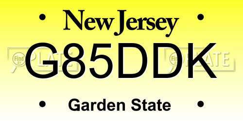 G85DDK New Jersey License Plate