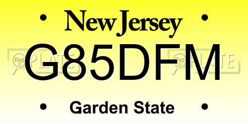 G85DFM New Jersey License Plate