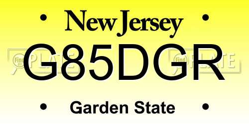 G85DGR New Jersey License Plate