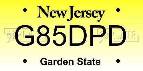 G85DPD New Jersey License Plate