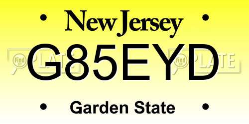 G85EYD New Jersey License Plate