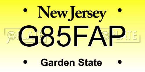 G85FAP New Jersey License Plate