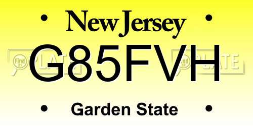 G85FVH New Jersey License Plate