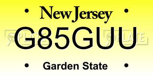 G85GUU New Jersey License Plate