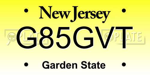 G85GVT New Jersey License Plate