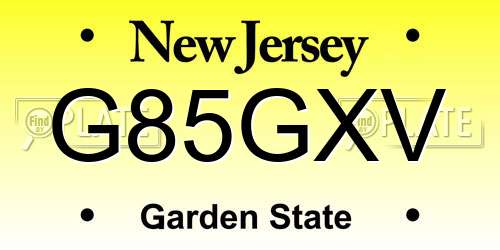 G85GXV New Jersey License Plate