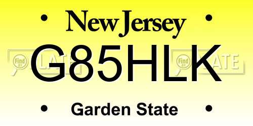G85HLK New Jersey License Plate