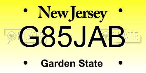 G85JAB New Jersey License Plate