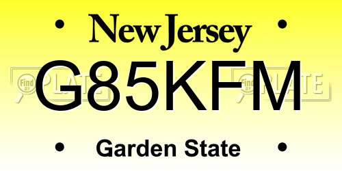 G85KFM New Jersey License Plate