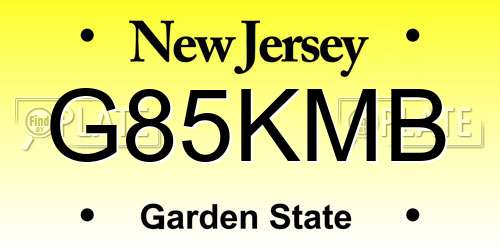 G85KMB New Jersey License Plate