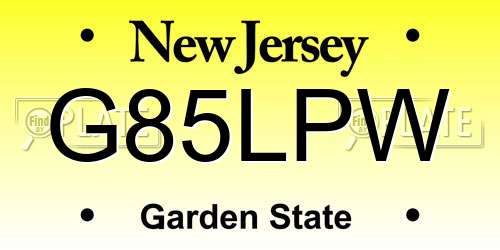 G85LPW New Jersey License Plate