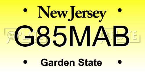 G85MAB New Jersey License Plate