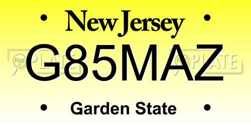 G85MAZ New Jersey License Plate