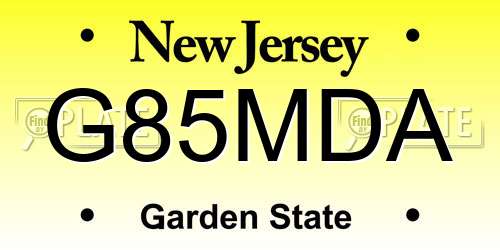 G85MDA New Jersey License Plate