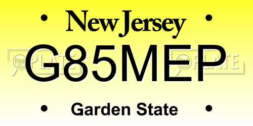 G85MEP New Jersey License Plate
