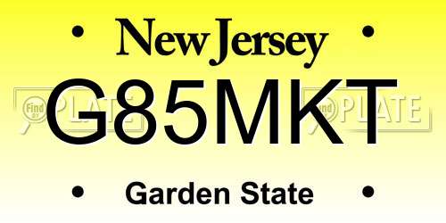 G85MKT New Jersey License Plate