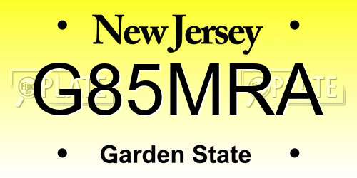 G85MRA New Jersey License Plate