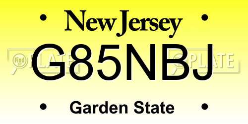 G85NBJ New Jersey License Plate